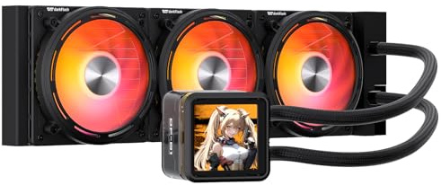 darkFlash DE360 All-in-one Liquid CPU Cooler, 2.88” LCD Screen with 480 * 480 Resolution, ARGB Sync, PWM Fans 360mm Radiator, CPU PC Aio Cooler Compatible with Intel 1851/1700, AMD AM4/AM5 (Black)
