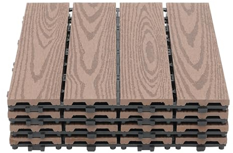 22 piastrelle per terrazze, sistema a clic, resistenti alle intemperie, piastrelle in legno per esterni, terrazze, pavimenti in legno e plastica, 30 x 30 cm, 20 mm, per balcone e terrazza