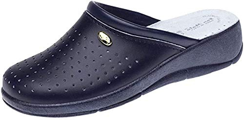 San Malo L128 Dek Leather Clog Mules Navy 6 UK