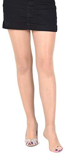 SENTELEGRI Toeless Sheer Summer Tights 15 Denier Open Toe (Beige, Medium)