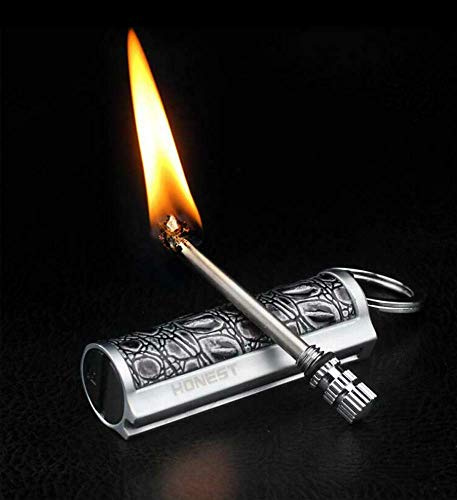 Metal Match Flint Lighter Kerosene Oil Metal Keychain Camping Tool（Color Random）