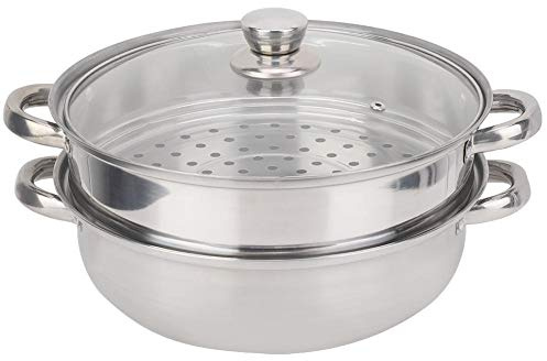 Agatige Vaporera Cocinar Vapor 2 Capas, 27 CM/11 Pulgadas Acero Inoxidable Cesta Metálica Para Cocinar Al Vapor Olla Doble Para Sopa Olla Vaporera Utensilio De Cocina Para La Cocina Restaurante