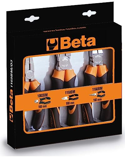 Beta 1169BM/D3 - Juego de alicates universales (1 alicates de punta larga y 1 alicates, mango bimaterial cromado)