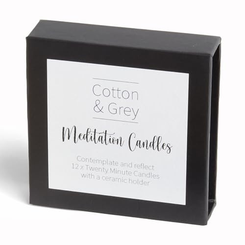 Cotton & Grey - Candele da meditazione The Power of Om - 12 candele in pura cera d'api da venti minuti con supporto in ceramica