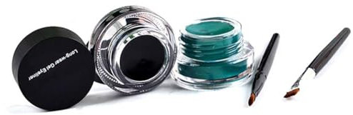 Eyeliner Dye Cream, 4 Types Gel Eyeliner Set, Crema de Delineador de Ojos de Larga Duración con Pinceles de Maquillaje para Ojos, Delineador de Ojos a Prueba de Agua (Negro+Verde)