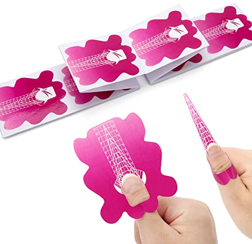 AHIER 100PCS Nail Forms for Builder, Butterfly Self-Adhesive Nail Extension Tips with Guide Stickers