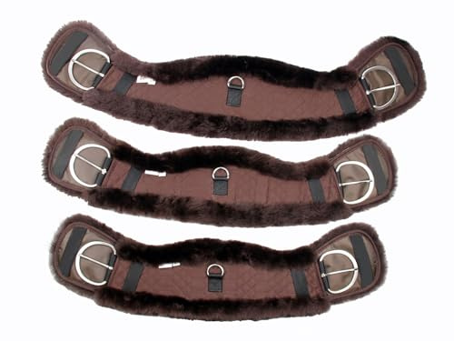 Merauno® Sangle de selle Western - En laine d'agneau mérinos de qualité - Forme anatomique concave - Pour une meilleure adhérence - Marron - 65 cm