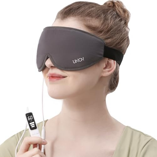 uncn Schlafmaske Beheizte Augenmaske für trockene Augen Hot Electric USB Warme Kompresse Heizung Pad für Augen, Lindern geschwollene rosa Augen, Blepharitis, Chalazion, Stye waschbar (grau)