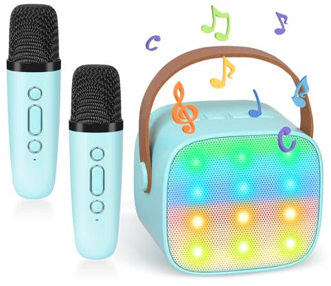 Microfono Karaoke per Bambini, Karaoke con 2 Microfono, Regalo Bambina 4-12 Anni Microfono Bluetooth Bambini Giochi Bambina Canta Tu Karaoke Bambini Bambina Regalo Natale