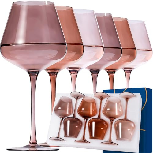 CLUSIVC Venus Wine Glass Set of 6-18oz Lead-Free Crystal Burgundy Wine Glasses, Glassware for Parties& Special Occasions