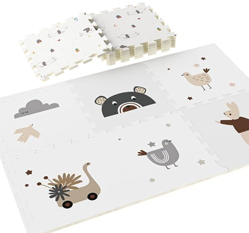 Uanlauo XPE Tapis Puzzle Bebe, 6 Dalles(59x59x2cm) Tapis Mousse Puzzle, Tapis de motricité bébé, Non Toxique et inodore Tapis Jeux Bebe, sans BPA ni formaldéhyde