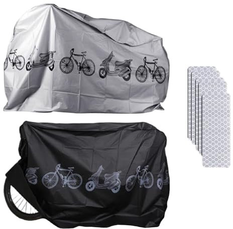Housse de Vélo Électrique,Protection Vélo Imperméable Anti-UV Poussière,Housse Protection pour Vélo,2PC Couverture de Vélo Avec Autocollants Eéfléchissants pour Vélo de Montagne Moto Électrique