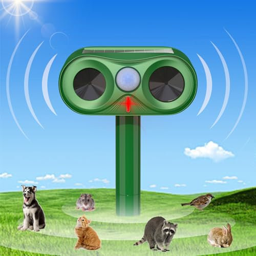 Katzenschreck Ultraschall 2025 Upgrade, Tiervertreiber 1800mAh Solar Akku, PIR-Bewegungssensor, Katzenabwehr für Garten, Marderschreck für Katzen, Hunde, Vöel, Mäse, Marder