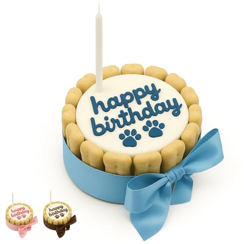 PetLove Gâteau pour chien Happy Birthday • Gâteau d'anniversaire pour chien • Cadeau pour chien • Gâteau d'anniversaire pour chien – Bleu