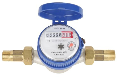 KooingTech Wasseruhr Garten Geeicht, 15mm Wasserzähler Geeicht, 1/2 Zoll Gartenwasserzähler mit Armaturen, für den Hausgebrauch im Garten