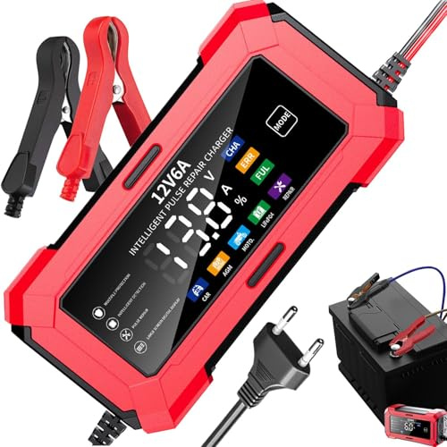 Chargeur de Batterie de Voiture - Chargeur d'entretien 12v pour Batterie de Moto | Maintien Automatique avec Arrêt pour Camion Véhicule Camping-Car Maintenance Quotidienne et Déplacements