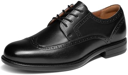 Bruno Marc Men's Brogue Leather Shoes | Wingtips Comfort Cushion Tech, Padded Collar, Non-Slip Outsole, Ideal for Weddings, Meetings, Dates & Events