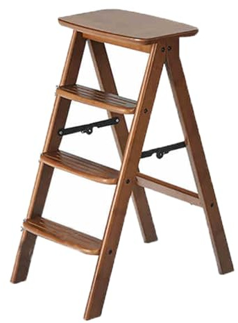 Taburete plegable de madera para adultos, escalera ligera, diseño que ahorra espacio, ideal para el hogar, cocina, oficina y jardín