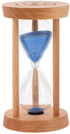 TOPPERFUN Minuteur Sablier en Bois 5 Bleu 5X9 CM Sablier pour Garçon et Filles Minuterie Visuelle pour Salle de Bain et Brossage Accessoire Ludique et Décoratif pour Maison
