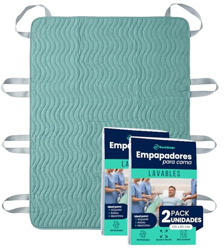 Empapadores Cama Adultos Lavable Empapadores Bebe Protector Colchon Impermeable Pipi Stop Cambiador Desechable Empapador con Alas Protector Cama Empapador (Asas, 135x85, Pack 2)