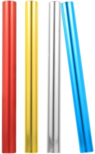 Veemoon Lot de 4 Bâtons de Relais Légers en Aluminium Anodisé 2,7 Cm – Couleurs Bleu, Argenté, Rouge et Jaune – Accessoires pour Courses de Relais Scolaires et Compétitions D’athlétisme