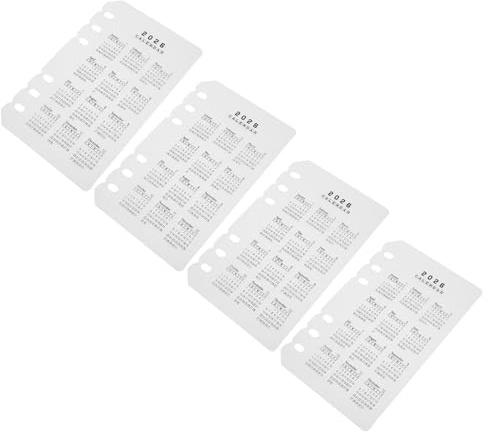 NUOBESTY 4 Pièces Intercalaires de Classeur en Plastique Givré A6 6 Trous pour Calendrier 2026, Inserts Mensuels Rechargeables pour Organisation et Planification au Bureau ou Maison