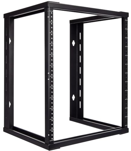 NavePoint 12U Wall Mount Rack - Server Rack for 19 Inch IT Equipment Open Frame Rack – Network Rack for AV & Server Equipment 16” Deep Rack, Black
