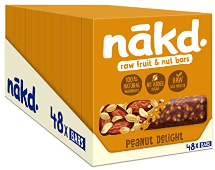 Nakd Peanut Delight Natural Fruit & Nut Bars - Vegan - Healthy Snack - Gluten Free, 35 g (Multipack case 48 Bars)