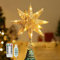 Lewondr Christbaumspitze, Glitzernder Weihnachtsbaum Topper Beleuchtete Funkelnde 3D geometrisch Stern Weihnachtsbaumspitze Weihnachten Dekoration LED Dekorativ Licht Batteriebetrieb 28cm, Gold
