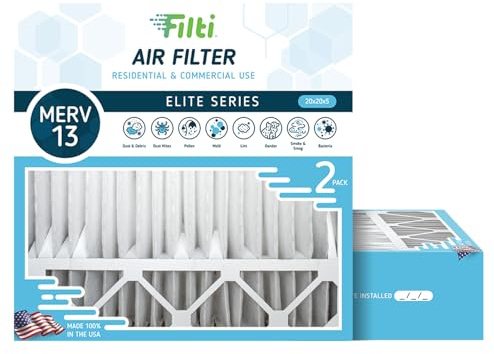 FILTI 7500 Air Filter 20x20x5 MERV 13 | Pleated Home Air Filter w/ Nanofiber Technology | HVAC AC Furnace Filter MADE IN USA, 2 Pack