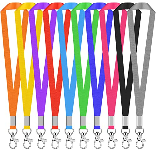 NiceLand 10 Pcs Landyard Neck Strap, Office Lanyard, Nylon Neck Strap,Flat Neck Lanyards with Swivel Hook for ID Card Badge Holders, Keys, Whistles (Colorful)