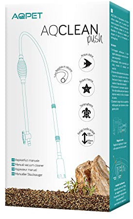 AQPET AQCLEAN Push Abfallsauger zur Reinigung des Bodens für Aquarien, manuell mit flexiblem Silikonschlauch