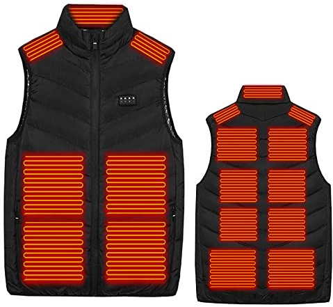 Gilet Chauffant Homme Femme avec 15 Zones de Chauffage 3 Niveaux de Chaleur Veste d'hiver Chauffant USB électrique Doudoune de Chauffe Vêtement Hiver pour Hiver Moto Chasse Camping Ski