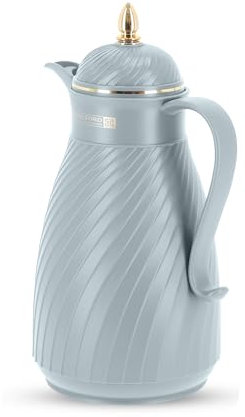 Royalford Glass Vacuum Flask | Vacuum Insulated Tea Carafe 1000ML | Heat & Cold Retention, Thermal Insulated Airpot | Insulated jug Preserves Flavor & Freshness, Household Office Kettle Pot Jug, Grey