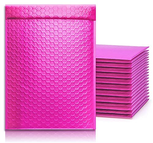 Yomuse 25pcs A4 Padded Envelopes, 240mm x 320mm (9.5x12.6 Inch) Poly Bubble Mailers Self Seal, Waterproof Postal Bags for Mailing/Packaging (Rose)