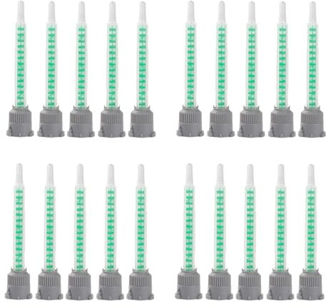 MIPIACE 20 Stück Statikmischer Mischdüse für 2k Kleber, Epoxidharz Kleber Mischdüse Statikmischdüse 1:1 Mischerdüsen für Kunststoffkleber Zweikomponentenkleber 2k Kleber Pistole