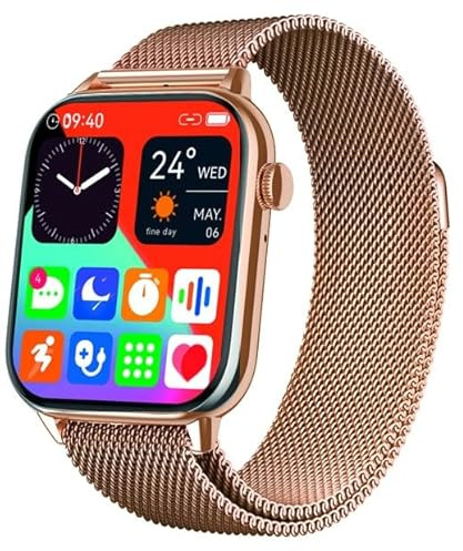 Atlanta Fitnesstracker mit Herzfrequenz Puls Blutdruck EKG Freisprechen Schlaf Schritte Farbdisplay Smartwatch Armband Uhr mit Wechselband - 9725/9 (Gold)