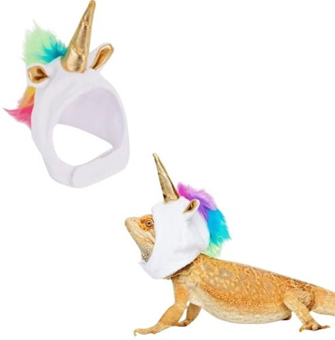Chapeau de lézard pour dragon barbu – Bonnet en peluche douce et pelucheuse avec mentonnière réglable et couronne décorative pour reptile, costume d'Halloween, accessoires photo pour gecko caméléon