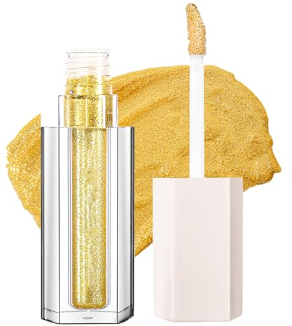 Sombra de ojos líquida, color dorado metálico, de larga duración y resistente al agua, delineador líquido con brillo fino, sombra de ojos de secado rápido, lápiz de maquillaje de ojos suave y