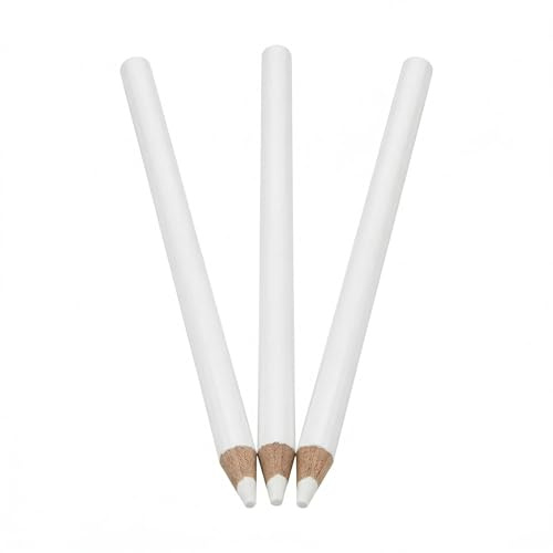 Xevtrak Crayon Blanc Dessin, Crayons Fusain avec Mine Douce Pigmentée, Crayon Charbon Blanc en Bois Robuste, Lot Crayons Blancs pour Esquisse et Portrait, Stylo Dessin Art 17.5cm, 3pcs