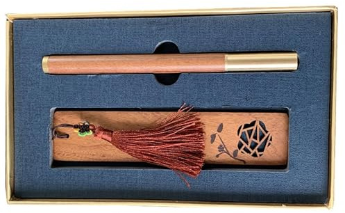 Bookmark Set Brown Wood Graduation Kit Sign Pen Souvenir