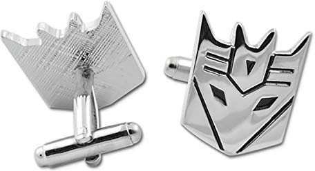 The Masonic Exchange Transforming Auto Robot Transformer Decepticon Cuff Link Pair - [Silver][7/8'' Tall]