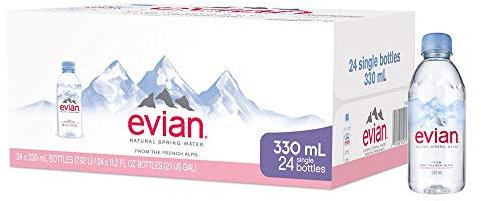 evian Natural Spring Water One Case of 24 Individual 330 ml (11.2 Fl. Oz.) Mini-Bottles, Naturally Filtered Spring Water Small Water Bottles
