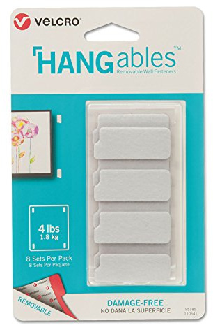 VELCRO Brand HANGables | Removable Wall Fasteners | Decorate Without Damaging Your Walls | Hang frames, Create Wall Collages | 8 Sets per Pack | Small Strips