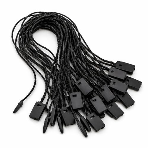 Perlin Hilo de etiquetado 400 unidades, color negro, 17,8 cm, etiquetas colgantes, hilo con cierre a presión, para ropa, joyas, equipaje, seguro de mercancías