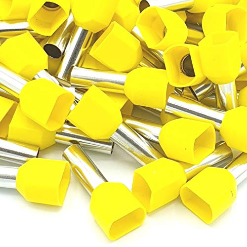 Puntali a crimpare doppio connettore giallo doppio 100pcs 6mm