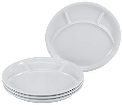 CreaTable, 22922, Serie Fondue und Grill-Teller UNIVERSAL, 4-teiliges Geschirrset, Fondueteller aus Porzellan, spülmaschinen- und mikrowellengeeignet, Made in Europe