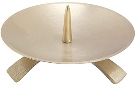 NKlaus Trefot Ø 11,5 cm med dorn stor mässing guld ljusstake altarljuskrona 10707