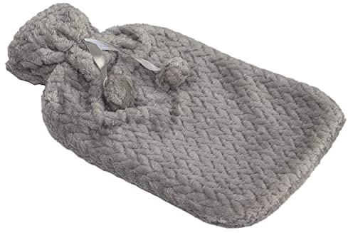 TIENDA EURASIA - Bolsa Agua Caliente, Bolsa de Agua Caliente con Cierre de Seguridad Antifugas, Bolsa de Agua de 32 x 19 cm, Bolsa Agua Caliente Cama de Capacidad 2 L (Pelo)