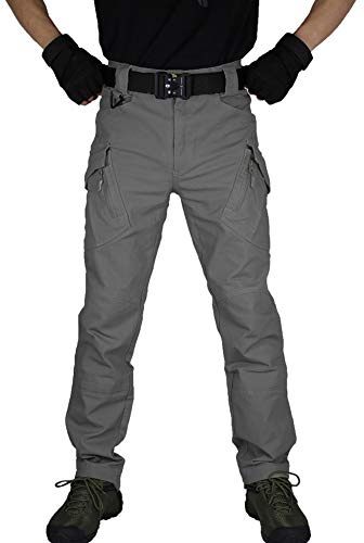 zuoxiangru Pantalon Militaire de Combat Tactique pour Hommes, Pantalon décontracté de Cargaison de Travail en Plein air, Pantalon de vêtements de Travail en Coton (Gris, Tag M)